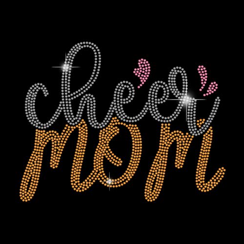 SUPERDANT Cheer Mom Rhinestone Iron on Transfer Bling Patch Crystal Hotfix Heat Transfer DIY Applique Print for T-Shirt Shoes Hat Jacket Clothing Mother's Day DIY Accessory von SUPERDANT