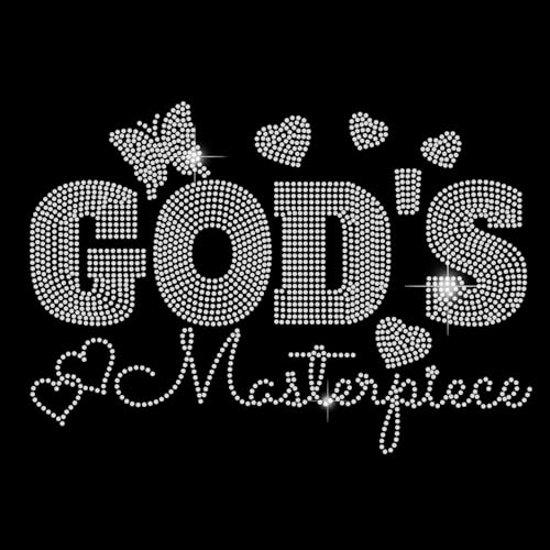 SUPERDANT Bling God Masterpiece Iron On Rhinestone Patch Crystal Hotfix Heat Heart Butterfly Transfer DIY Applique Print for T-Shirt Shoes Hat Jacket Clothing DIY Accessory von SUPERDANT