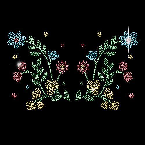 SUPERDANT Blumen Und Blätter Strasssteine Zum Aufbügeln Farbpflanzen Kristall Strasssteine Wärmeübertragung Bling Strasssteine Vorlage Für T Shirts Kleidung Taschen Hosen von SUPERDANT