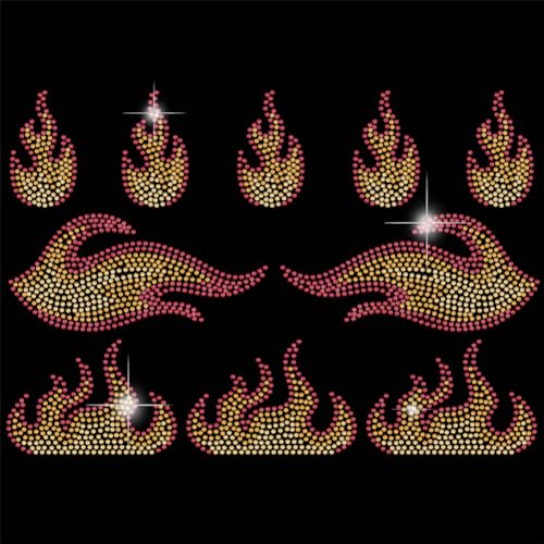 SUPERDANT Strass Hotfix Zum Aufbügeln Mini Flammen T Shirt Kristall Bügelbild Strass Zum Aufbügeln 3 Styles Flammen Herzen Bügeln Auf Stras Hotfix Transfer Patch Für Mädchen Kleidung Tasche 10pcs von SUPERDANT