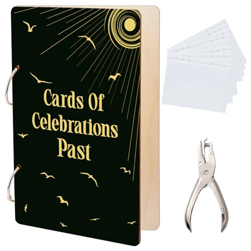 SUPERDANT Cards Of Celebrations Past Grußkarten Organizer Sonne Und Möwen Kartenhalter Aus Holz Ordner Für Grußkarten Aufbewahrungshalter 2 Ring Abdeckung Mit Locher Und 20 Taschen von SUPERDANT