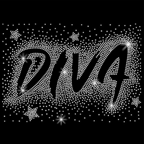 SUPERDANT DIVA Strass Aufkleber Zum Aufbügeln Sterne Kristall Wärmeübertragung Zum Aufbügeln Glitzernde Strass Aufnäher Für Damen T Shirts Kleidung Einkaufstaschen Jacken DIY Kunsthandwerk Geschenke von SUPERDANT