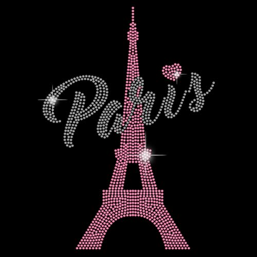 SUPERDANT Eiffelturm Strasssteine Zum Aufbügeln Rosa Und Liebeskristall Strasssteine Wärmeübertragung Glitzernde Strass Schablone Für T Shirts Kleidung Taschen Hosen von SUPERDANT