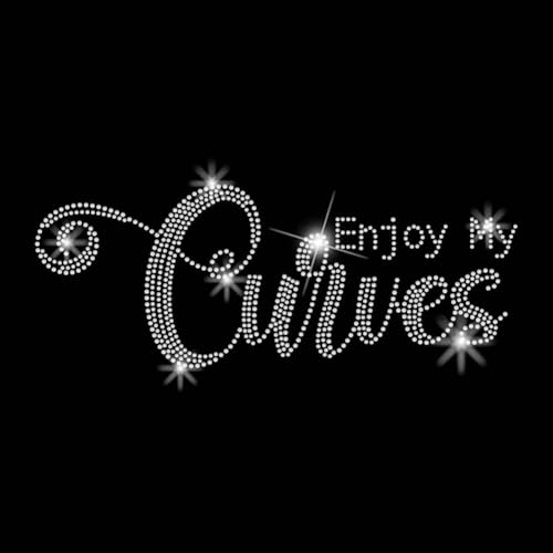SUPERDANT Enjoy My Curves Strasssteine Zum Aufbügeln Motivierender Text Wärmeübertragungsaufkleber Stolze Frauen Zum Aufbügeln Bling Patches Für T Shirts Kleidung Tragetaschen Jacken DIY Geschenke von SUPERDANT
