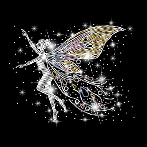 SUPERDANT Feen Strass Hotfix Zum Aufbügeln Schmetterlingsfee T Shirt Stras Transfer zum Aufbügeln Wärmetransfer Dekor Strass Hotfix Transfer Patch Für Kleidung Hoodies Geschenke von SUPERDANT