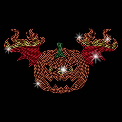 SUPERDANT Feuerkürbis Strasssteine Zum Aufbügeln Halloween Bling Glas Strass Aufkleber DIY Hotfix Transferaufkleber Kristall Hitze Strass Patches Für T Shirt Kleidung Hoodies Geschenke von SUPERDANT