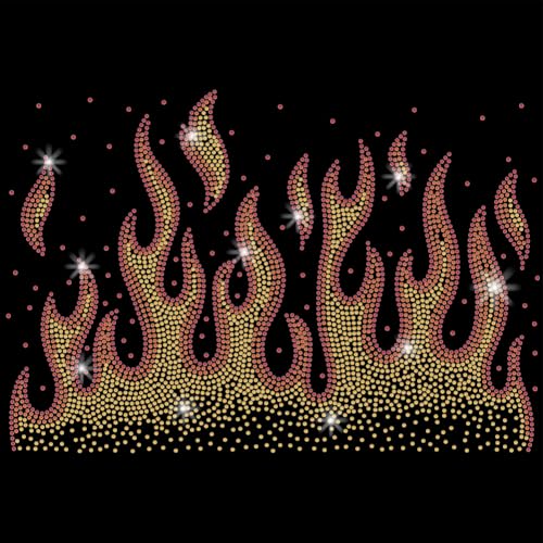 SUPERDANT Flammen Kristall Strass Hotfix Zum Aufbügeln Strass Aufbügler Applikation DIY Transfer Buntes Glitzer Stras Muster Dekoration Für T Shirts Taschen Kissen Jacken 29.7x21cm von SUPERDANT