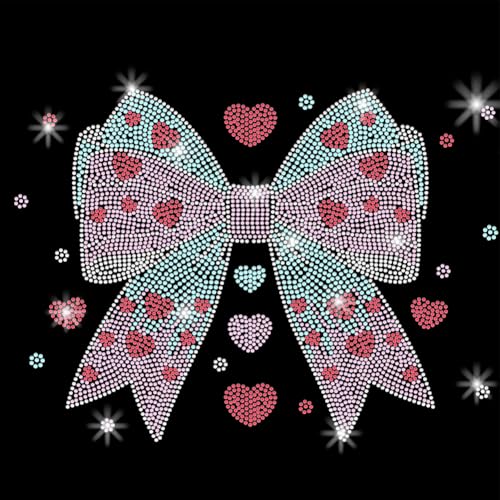 SUPERDANT Fliege Kristall Strass Aufbügler Transfer Applikation DIY Transfer Aufkleber Rosa Blau Herzform Glitzer Strass Muster Dekoration Für T Shirts Taschen Kissen Jacken von SUPERDANT