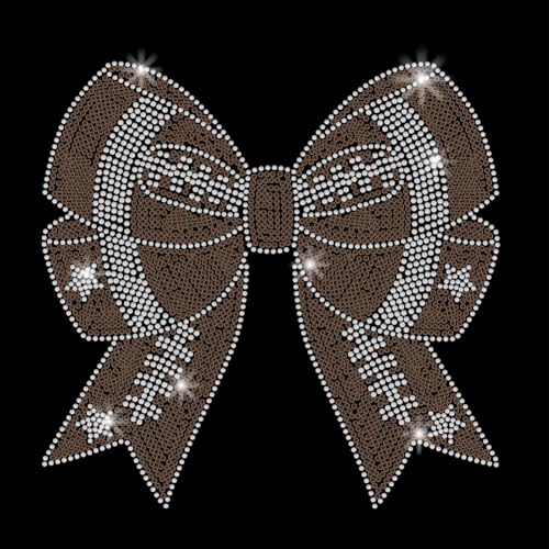 SUPERDANT Fußball Schleife Kristall Strass Aufbügler Transfer Applikation DIY Transfer Aufkleber Schleife Glitzer Strass Muster Dekoration Für T Shirt Tasche Kissen Jacken 29.7x21cm von SUPERDANT