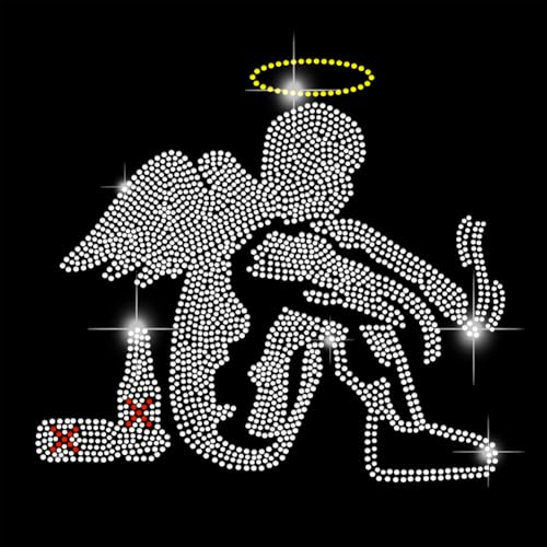 SUPERDANT Gefallene Engel Strass Hotfix Zum Aufbügeln Hotfix Kristalle Engel Strass Hotfix Transfer Patch DIY Kristall Bügelbild Strass Zum Aufbügeln Für Kleidung Hoodies Cheerleader Kunstdekor von SUPERDANT