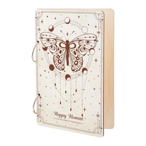 SUPERDANT Grußkarten Organizer Für Lose Blätter Happy Moment Grußkartenalbum Halter Buch 2 Ring Hülle Mondphase Schmetterling Kartenhalter Grußkarten Binder Karten Andenkenhülle von SUPERDANT