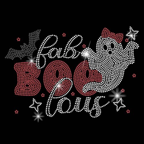 SUPERDANT Halloween Strasssteine Zum Aufbügeln Fab Boo Lous Bling Glas Strass Aufkleber Fledermaus Geist DIY Hotfix Transferaufkleber Hitze Strass Patches Für Halloween Dekoration von SUPERDANT