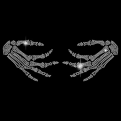 SUPERDANT Halloween Strasssteine Zum Aufbügeln Wärmeübertragungsaufkleber Halloween Skelett Hände Party T Shirt Kristall Wärmeübertragungs Hotfix Aufkleber Bling Kristall Zum Aufbügeln Festival von SUPERDANT