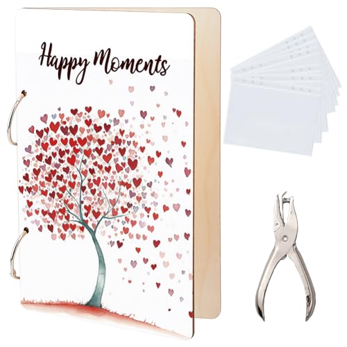 SUPERDANT Happy Moments Grußkarten Organizer Set Bäume Und Liebe Kartenhalter Aus Holz Ordner Anzughalter Buch Mit 2 Ring Innenhülle Locher Für Geburtstags Und Hochzeitsgeschenke von SUPERDANT
