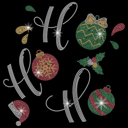 SUPERDANT Ho Ho Ho Strass Transfer Zum Aufbügeln Weihnachtskugel Aufbügel Aufkleber T Shirt Kristall Wärmeübertragung Hotfix Aufkleber Kleidungsreparatur Kristall Patch Für Kleidungstaschen von SUPERDANT