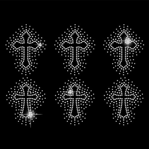SUPERDANT Hohle Kreuze Hotfix Strass Skelett Kreuz Strass Bügeleisen Aufbügeln Hitzeübertragung Aufkleber Bling Applikationen Edelstein Bling Aufkleber Strass Für Kleidung Taschen Hosen 6pcs von SUPERDANT