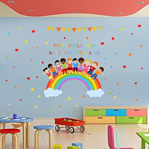 SUPERDANT Kinder Wandaufkleber Vielfalt Aufkleber Regenbogen Dekoration Diese Welt Ist Für Sie Und Mich Gemacht“ Kunst Dekoration Inspirierende Motivierende Kindergarten Klassenzimmer Dekoration von SUPERDANT