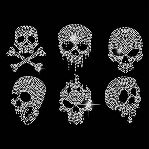 SUPERDANT Kleines Schädel Icon Zum Aufbügeln Mit Strasssteinen Halloween Schädel T Shirt Mit Kristall Heat Transfer Designs Halloween Kristall Aufkleber Strass Bling Aufkleber Für Kleidung 6 Stück SUPERDANT Kleines Schädel Icon Zum Aufbügeln Mit Strasssteinen Halloween Schädel T Shirt Mit Kristall Heat Transfer Designs Halloween Kristall Aufkleber Strass Bling Aufkleber Für Kleidung 6 Stück von SUPERDANT