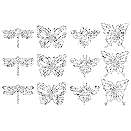 SUPERDANT Kristall Strass Aufkleber Zum Aufbügeln Schmetterlinge Bienen Libellen Muster Strasssteine Zum Aufbügeln Hotfix Transfer Strass Transfers Aufnäher Für Kleidung DIY Zubehör von SUPERDANT