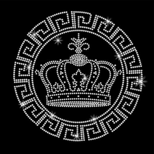 SUPERDANT Kristall Strass Hotfix Zum Aufbügeln Strass Applikation Mit Kronenmuster Zum Aufbügeln DIY Transfer Weißes Glitzer Stras Muster Dekoration Für T Shirts Taschen Kissen Jacken 29.7x21cm von SUPERDANT