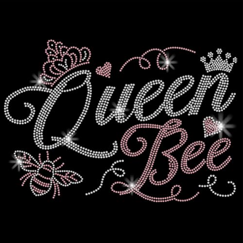 SUPERDANT Kronen Bienen Kristall Strass Aufbügler Applikation DIY Transfer Aufkleber Bienenkönigin Glitzer Strass Muster Dekoration Für T Shirt Tasche Kissen Jacken 29.7x21cm von SUPERDANT