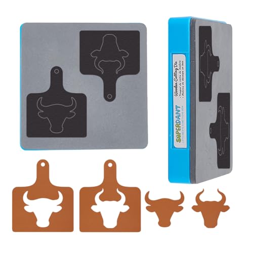 SUPERDANT Kuhkopf Leder Stanzformen 2 Stil Etiketten Zum Basteln Stierkopf Schild Etiketten Ohrring Leder Stanzform Anhänger Stanzmaschine Kunstleder Ohrhänger Stanzformen Für Schmuck von SUPERDANT