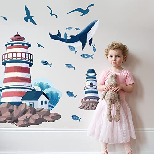 SUPERDANT Leuchtturm-Wandaufkleber, Möwe, Meerblick, Aufkleber, Wal, Vinyl, DIY-Dekoration, Kunst Für Kinderzimmer, Baby, Kinderzimmer, Wohnzimmer, Zuhause, TV, Wanddekoration SUPERDANT Leuchtturm-Wandaufkleber, Möwe, Meerblick, Aufkleber, Wal, Vinyl, DIY-Dekoration, Kunst Für Kinderzimmer, Baby, Kinderzimmer, Wohnzimmer, Zuhause, TV, Wanddekoration von SUPERDANT
