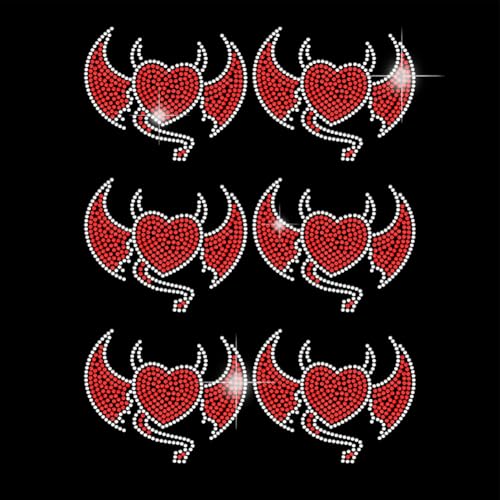 SUPERDANT Liebendes Herz Zum Aufbügeln von Strasssteinen Transfer 6Stk. Teufel Liebe Bling Hot Fix Bügel Patch Transfer Aufkleber Halloween Kristall Heat Transfer Kleidungsreparatur Dekor Für T Shirt SUPERDANT Liebendes Herz Zum Aufbügeln von Strasssteinen Transfer 6Stk. Teufel Liebe Bling Hot Fix Bügel Patch Transfer Aufkleber Halloween Kristall Heat Transfer Kleidungsreparatur Dekor Für T Shirt von SUPERDANT