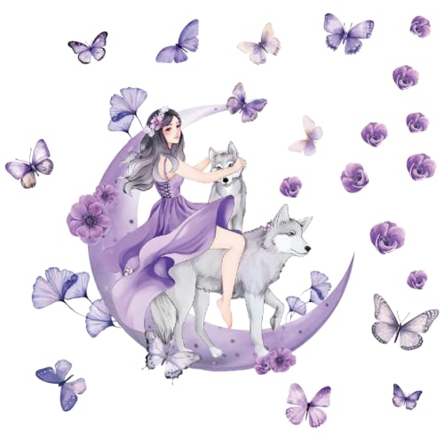 SUPERDANT Lila Mädchen Wanddekor Mädchen Auf Dem Mond Wandsticker Mit Schmetterlingen Wolf Wandtattoo DIY Kunststoff Für Mädchenzimmer Kleinkindzimmer Tanzstudio Dekor SUPERDANT Lila Mädchen Wanddekor Mädchen Auf Dem Mond Wandsticker Mit Schmetterlingen Wolf Wandtattoo DIY Kunststoff Für Mädchenzimmer Kleinkindzimmer Tanzstudio Dekor von SUPERDANT