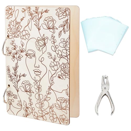 SUPERDANT Line Figures Wonderful Memories Grußkarten Organizer Set Kartenhalter Aus Holz Ordner Anzughalter Buch Mit 2 Ring 20 Innentaschen Und Locher Für Geburtstags Und Hochzeitsgeschenke von SUPERDANT