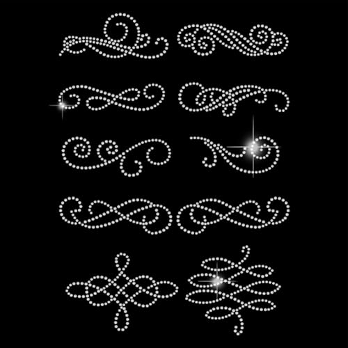 SUPERDANT Lockenmuster Strass Hotfix Zum Aufbügeln Bügelbild Strass Zum Aufbügeln Kristallen Klassische Muster Stras Hotfix Transfer Patch Für Mädchen T Shirts Kleidung Einkaufstasche von SUPERDANT