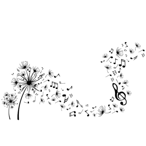 SUPERDANT Wandaufkleber Löwenzahn Wandsticker Musiknoten Wandtattoo Abnehmbar Abziehen Und Aufkleben Wasserfest Vinyl Wandsticker Für Kinder Babys Klassenzimmer Wohnzimmer Musikzimmer Schlafzimmer von SUPERDANT