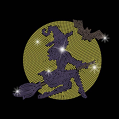 SUPERDANT Mondhexe Strasssteine Zum Aufbügeln Halloween Wärmeübertragungsaufkleber Fledermaus DIY Bunte Aufbügelaufkleber Glitzernde Strasssteine Patches Für T Shirts Kleidung Hoodies Kunsthandwerk von SUPERDANT