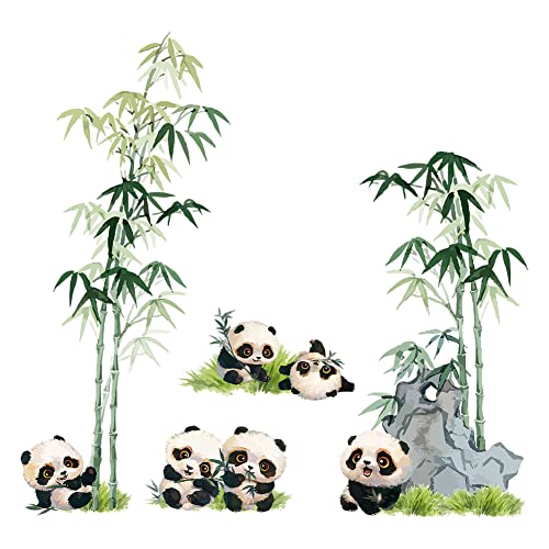 SUPERDANT Panda Wandaufkleber Bambus Grüne Pflanzen Vinyl Wandkunst Zum Abziehen Und Aufkleben Aquarell Tiere TV Wanddekoration Für Baby Kinderzimmer Kinder Spielzimmer Schlafzimmer Wohnzimmer von SUPERDANT