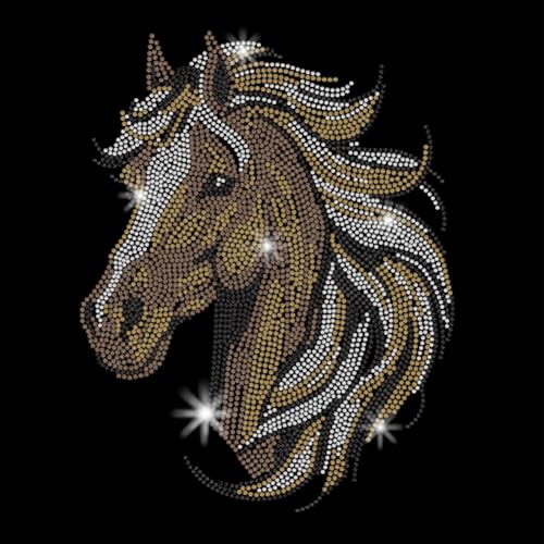 SUPERDANT Pferde Strasssteine Zum Aufbügeln Tier Wärmeübertragungsaufkleber Zum Aufbügeln Glitzernde Strass Aufnäher Für Männer Und Frauen T Shirts Kleidung Einkaufstaschen Jacken DIY Geschenke von SUPERDANT