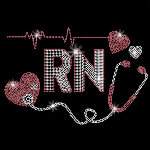SUPERDANT RN Love Crystal Strass Bügelbild Applikation DIY Transfer Aufkleber Herz Glitzer Strass Muster Dekoration Für T Shirt Tasche Kissen Jacken 29.7x21CM von SUPERDANT