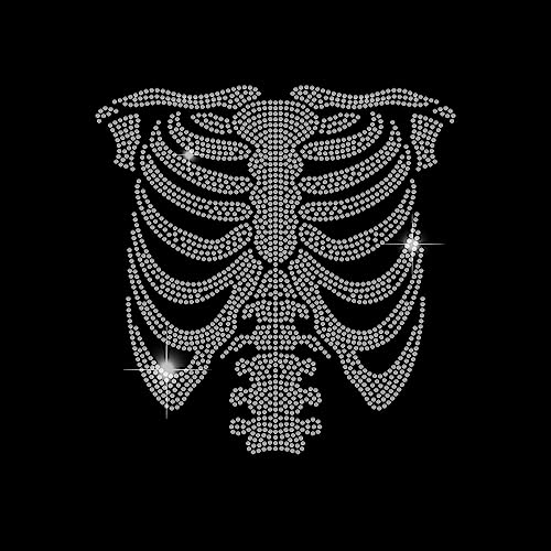 SUPERDANT Rippenskelett Zum Aufbügeln Strass Wärmeübertragung Kristalldekor Transparent Bling DIY Aufnäher Kleidungsreparatur Hotfix Applikation Für Halloween T Shirts Westen Schuhe Hüte Jacken von SUPERDANT