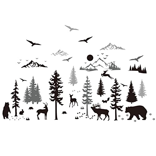 SUPERDANT Schwarz Weißer Waldhirsch Wandtattoo Bergsonne Wandsticker Mit Vogel Bär Eichhörnchen Wanddekoration Wandsticker zum Aufkleben Für Kinderzimmer Schlafzimmer Wohnzimmer 29X90cm SUPERDANT Schwarz Weißer Waldhirsch Wandtattoo Bergsonne Wandsticker Mit Vogel Bär Eichhörnchen Wanddekoration Wandsticker zum Aufkleben Für Kinderzimmer Schlafzimmer Wohnzimmer 29X90cm von SUPERDANT