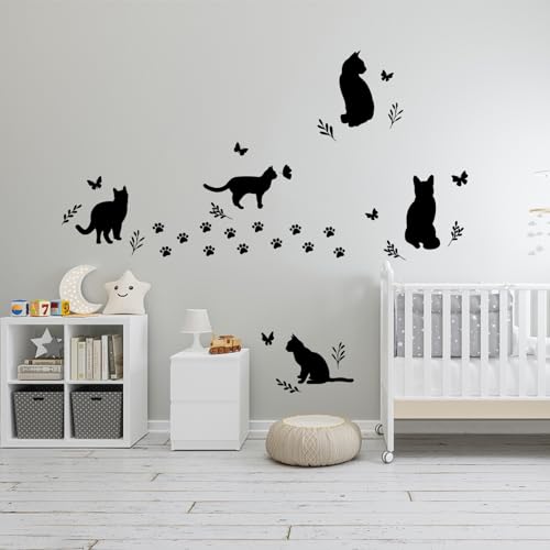 SUPERDANT Schwarze Katze Wandsticker 7 Katzen Schmetterling Wandaufkleber Schäl Und Klebe Wandtattoo Tier Vinyl Wandsticker Wanddekor Für Schlafzimmer Wohnzimmer Kinderzimmer Klassenzimmer Schule SUPERDANT Schwarze Katze Wandsticker 7 Katzen Schmetterling Wandaufkleber Schäl Und Klebe Wandtattoo Tier Vinyl Wandsticker Wanddekor Für Schlafzimmer Wohnzimmer Kinderzimmer Klassenzimmer Schule von SUPERDANT