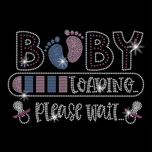 SUPERDANT Strass Aufnäher Zum Aufbügeln Baby Loading Please Wait Wärmeübertragungsaufkleber Lustige Aufnäher Zum Aufbügeln Glitzernde Strass Aufnäher Für Neue Mütter T Shirts Kleidung Taschen DIY von SUPERDANT