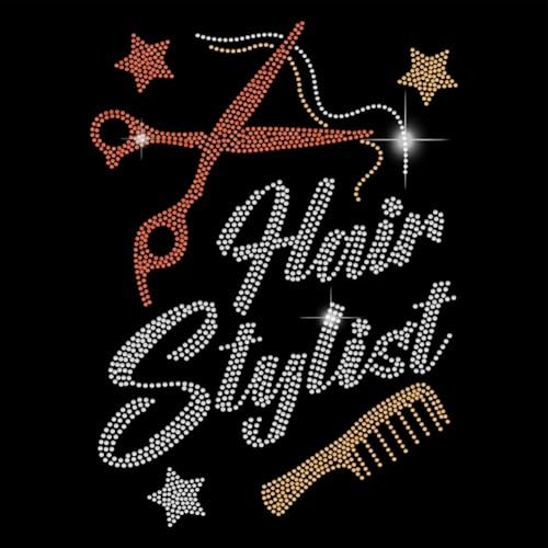 SUPERDANT Strass Aufnäher Zum Aufbügeln Für Friseure Friseurwerkzeug Kristall Wärmeübertragungsaufkleber Aufbügel Aufkleber Glitzernde Strass Aufnäher Für T Shirts Kleidung Tragetasche von SUPERDANT