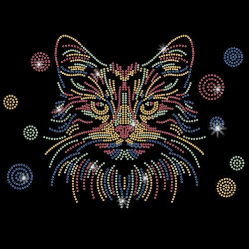 SUPERDANT Strass Transfer Zum Aufbügeln Mit Katzenmotiv Farbverlauf Katze Bling Glas Strass Aufkleber Bunt DIY Hotfix Transfer Aufkleber Kristall Für T Shirt Kleidung Hoodies Kunst Handwerk Dekor von SUPERDANT