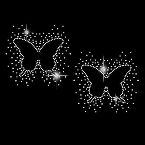SUPERDANT 2pcs Strass Hotfix Zum Aufbügeln Schmetterlings Bügelbild Strass Zum Aufbügeln T Shirt Schmetterlinge Kristall Stras Hotfix Transfer Patch Für Kleidung Tragetasche DIY Kunsthandwerk von SUPERDANT