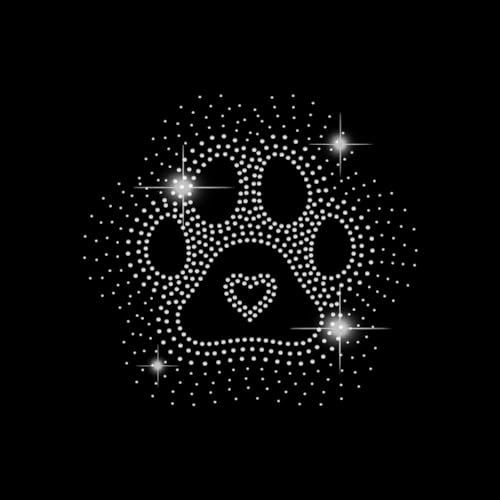 SUPERDANT Hund Katze Pfotenabdruck Strass Hotfix Zum Aufbügeln Pfote Mit Herz Bügelbild Strass Zum Aufbügeln Mädchen T-Shirt DIY Stras Hotfix Transfer Patch Dekor Für Kleidung Tragetasche Geschenke von SUPERDANT