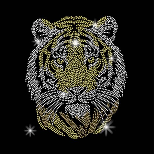 SUPERDANT Tigerkopf Strass Aufbügler Tiermotiv Aufbügler T Shirt Kristall Wärmeübertragung Hotfix Aufkleber Kleidungsreparatur Kristall Patch Für Kleidungstaschen von SUPERDANT