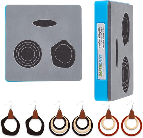 SUPERDANT Unregelmäßige Kreis Leder Stanzform Creolen Ohrring Prägung Holzstanze Leder Schneidemaschine Schablone Stanzungen Mit Kunststoff Schutzbox Und EVA Schaum von SUPERDANT