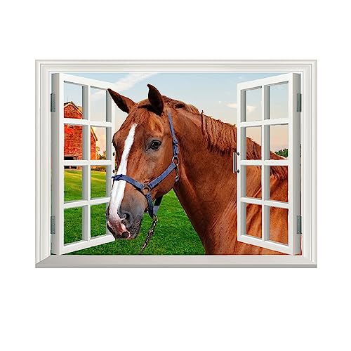 SUPERDANT Wandsticker Bunte Bauernhofpferd Wandaufkleber 3D Fensteransicht Wandtattoo Fensteransicht Babypferd Sonniger Bauernhof Feldtiere Naturfotografie Vinyl Wandsticker Für Heimdekoration SUPERDANT Wandsticker Bunte Bauernhofpferd Wandaufkleber 3D Fensteransicht Wandtattoo Fensteransicht Babypferd Sonniger Bauernhof Feldtiere Naturfotografie Vinyl Wandsticker Für Heimdekoration von SUPERDANT