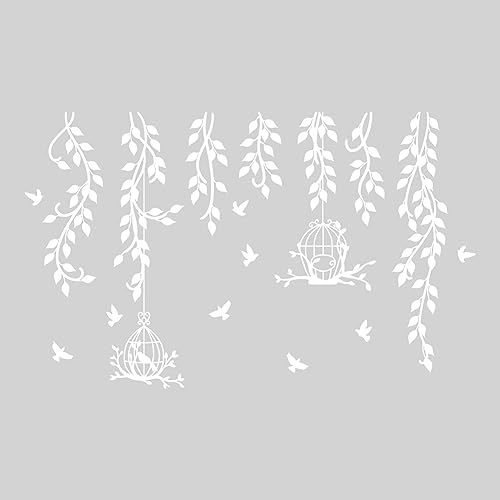 SUPERDANT Weiße Blumenranken Wandsticker Zweige Vogelkäfig Wandaufkleber Für Schlafzimmer Wandtattoo Wanddekoration Für Wohnzimmer Abnehmbare Vinyl Wandsticker Kinderzimmer Heimwanddekoration SUPERDANT Weiße Blumenranken Wandsticker Zweige Vogelkäfig Wandaufkleber Für Schlafzimmer Wandtattoo Wanddekoration Für Wohnzimmer Abnehmbare Vinyl Wandsticker Kinderzimmer Heimwanddekoration von SUPERDANT