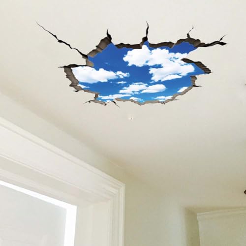 SUPERDANT Wolken 3D Wandaufkleber Lustige Himmel Wandsticker 3D Wandtattoo Decke Aquarell Kunst Dekor Vinyl Wandsticker Für Kinderzimmer Wohnzimmer Kinderzimmer Schlafzimmer Spielzimmer von SUPERDANT