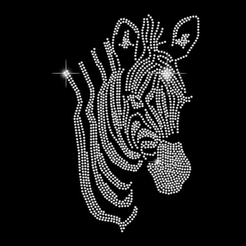 SUPERDANT Zebra Wärmeübertragungs Eisen Auf Strasssteinen Zebra Patch Kristall Hotfix DIY Applikation Transparenter Bling Patch Kleidungsreparatur Applikation Für T Shirts Jacken DIY Dekoration von SUPERDANT